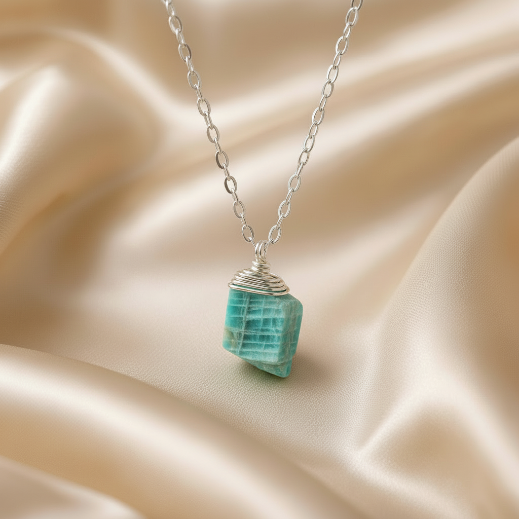 Necklace Classic Cage Natural Stones (Silver)