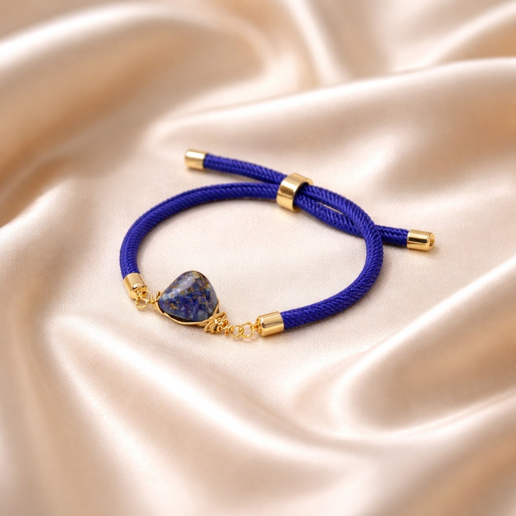 Bracelet Thick Colorful Thread With One Raw Stone