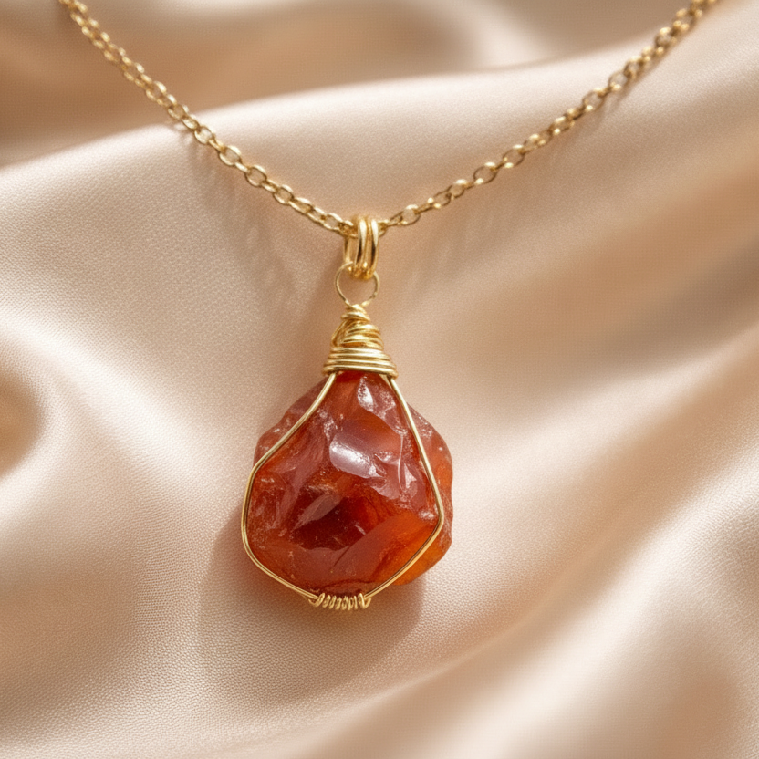 Necklace Long Natural Stones Gold