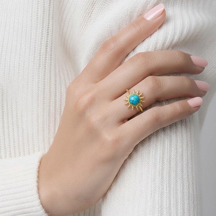 Rings Stainless Steel Hindu Turquoise