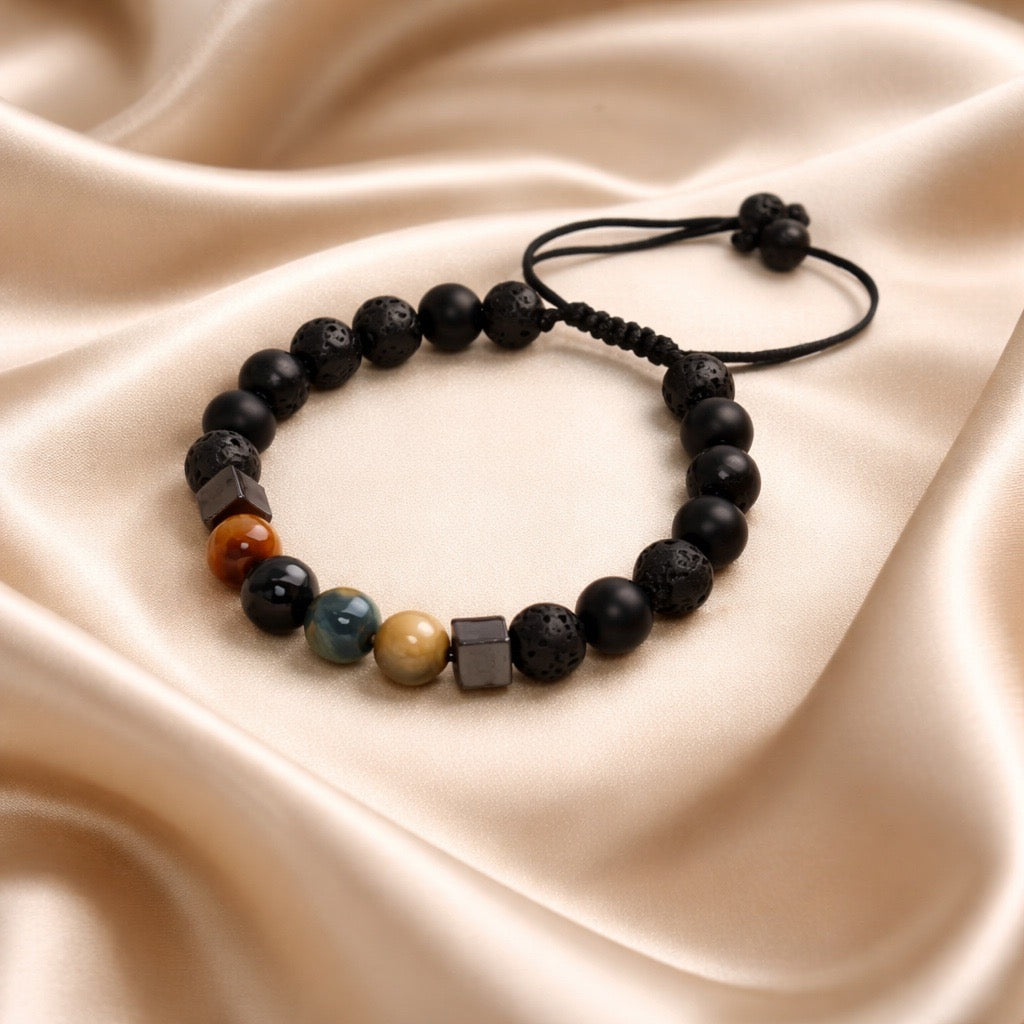 Bracelet Man Onyx/Mix Cat Eye/Hematite 8mm