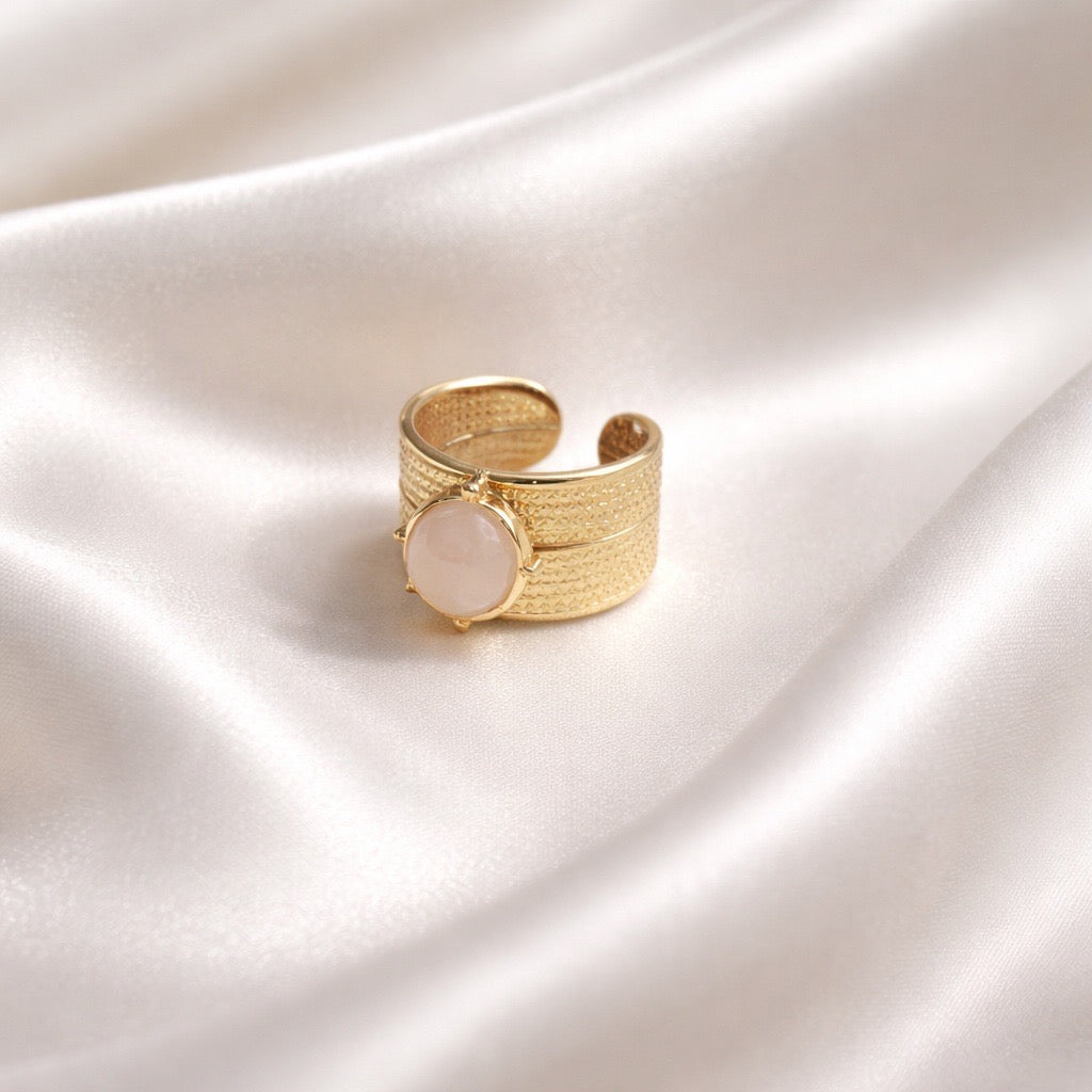 Rings Stainless Steel Hindu Rose Quartz