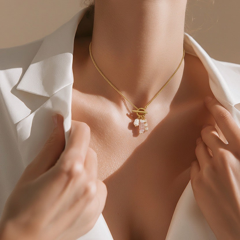 Necklace Sailor with Crystals and Pearls