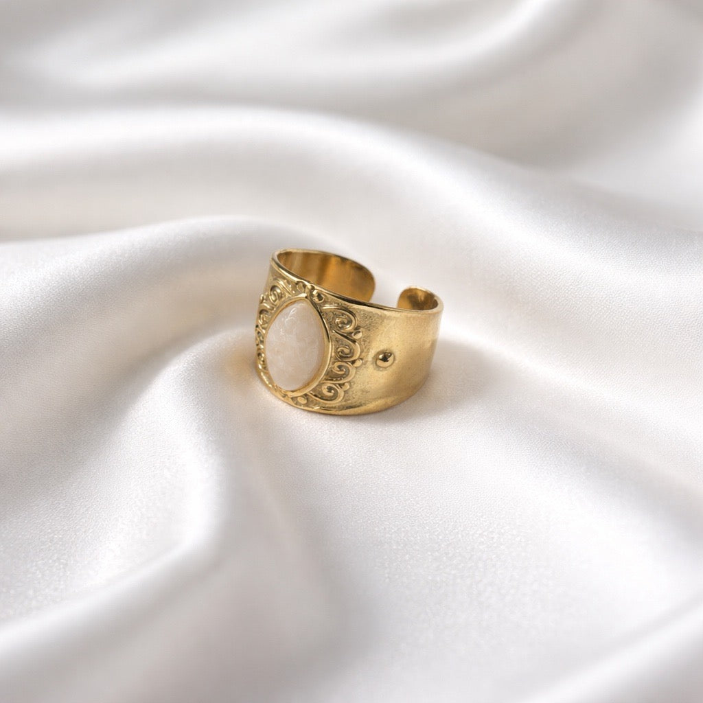 Rings Stainless Steel Hindu Rose Quartz