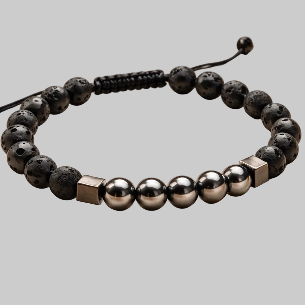 Bracelet Man Hematite/Lava Stone 8mm