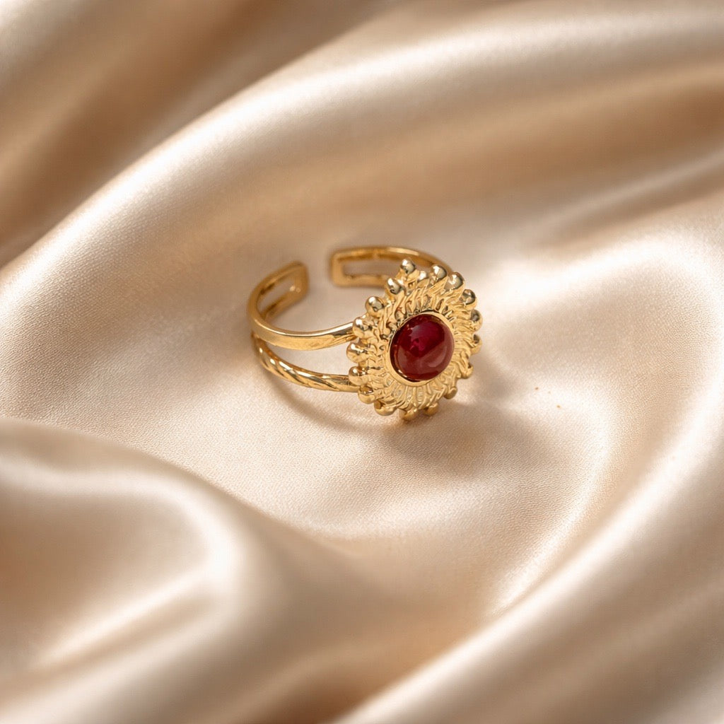 Rings Stainless Steel Hindu Carnelian