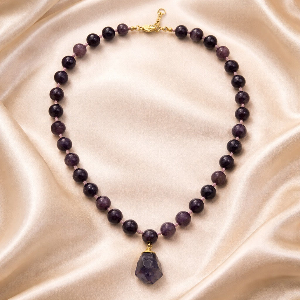 Necklace Threaded Beads with Stone