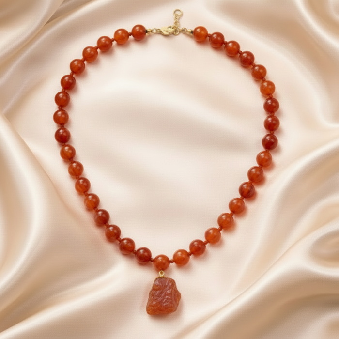 Necklace Threaded Beads with Stone