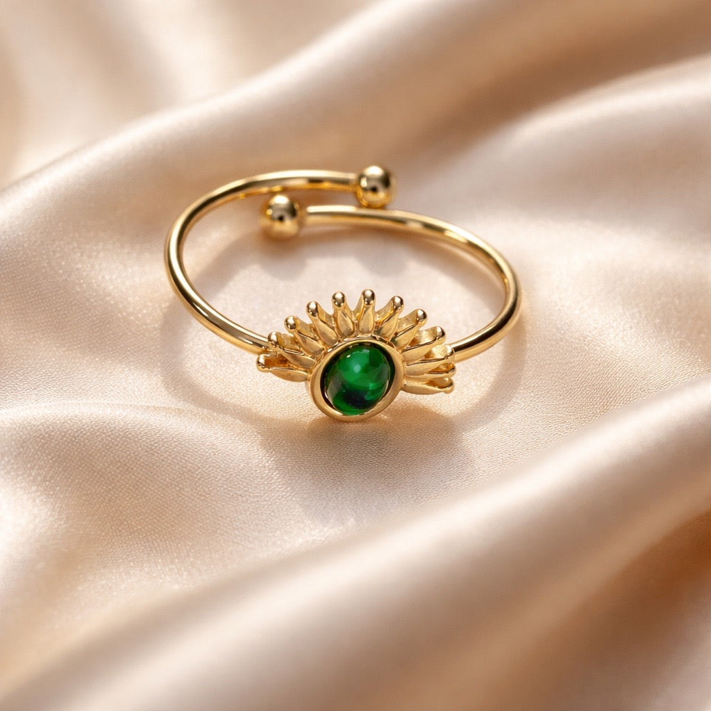 Rings Stainless Steel Hindu Malachite