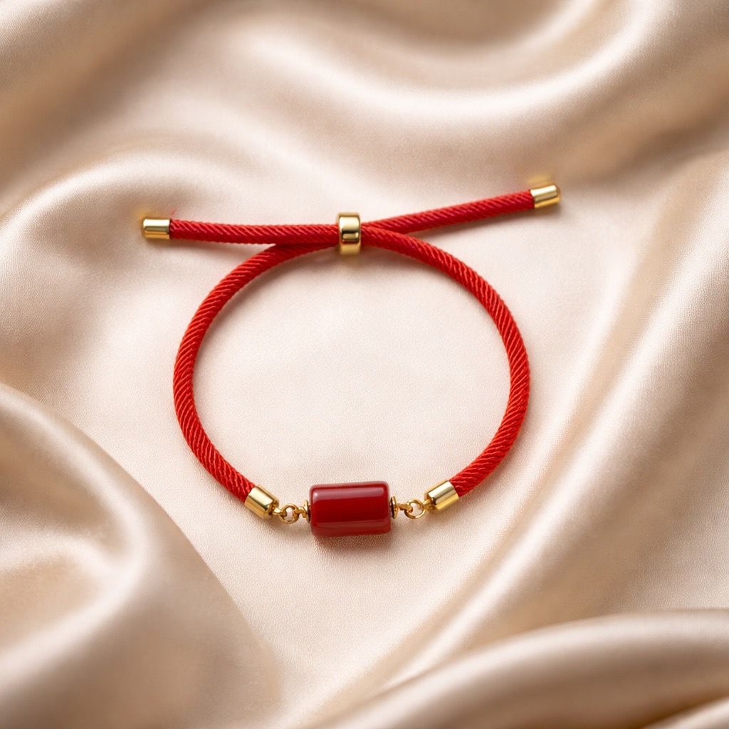 Bracelet Thick Colorful Thread With One Raw Stone