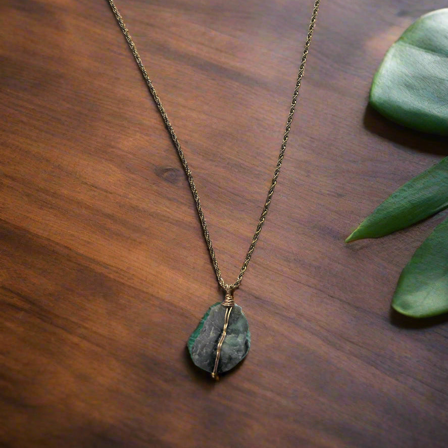 Necklace Big Stones Braided Chain 55cm