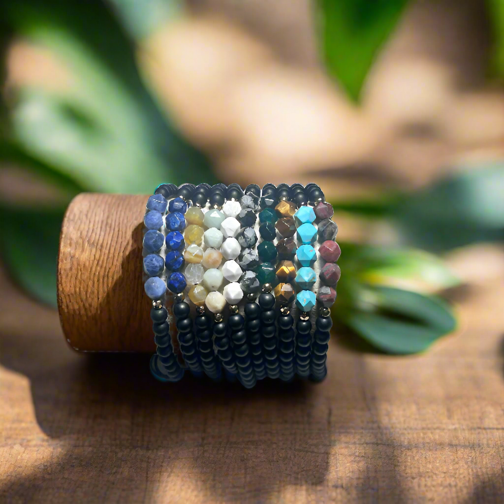 Bracelet Faceted Beads Man All Colors/Onyx 6mm