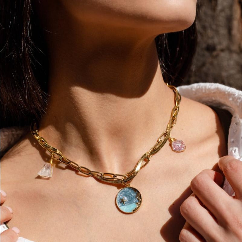 Necklace Thick 3 chains / 3 charms