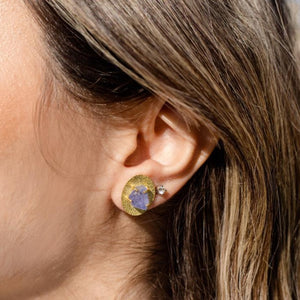 Earrings Round with Semiprecious Stones