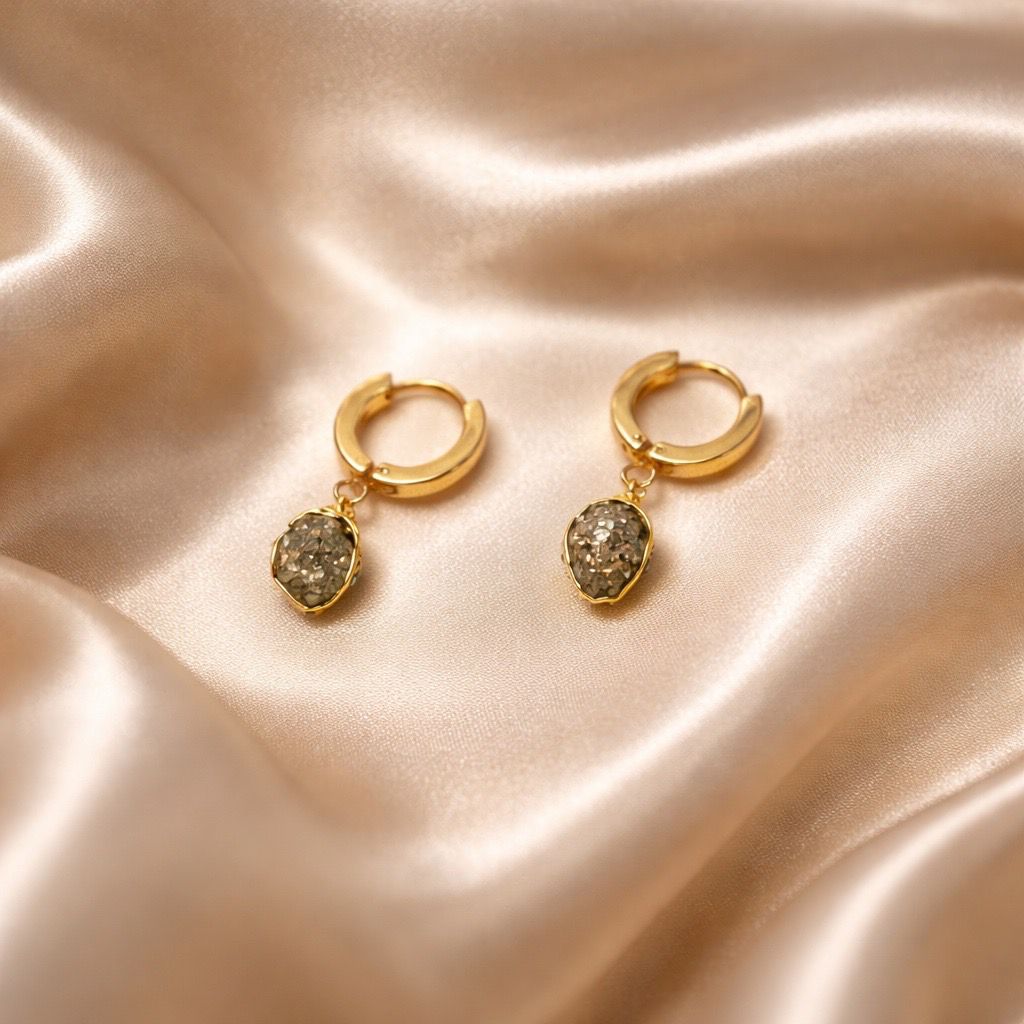 Earrings Thick Hoops with One Stone