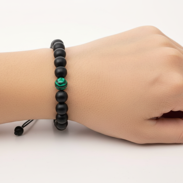 Bracelet Man Malachite/Onyx 8mm