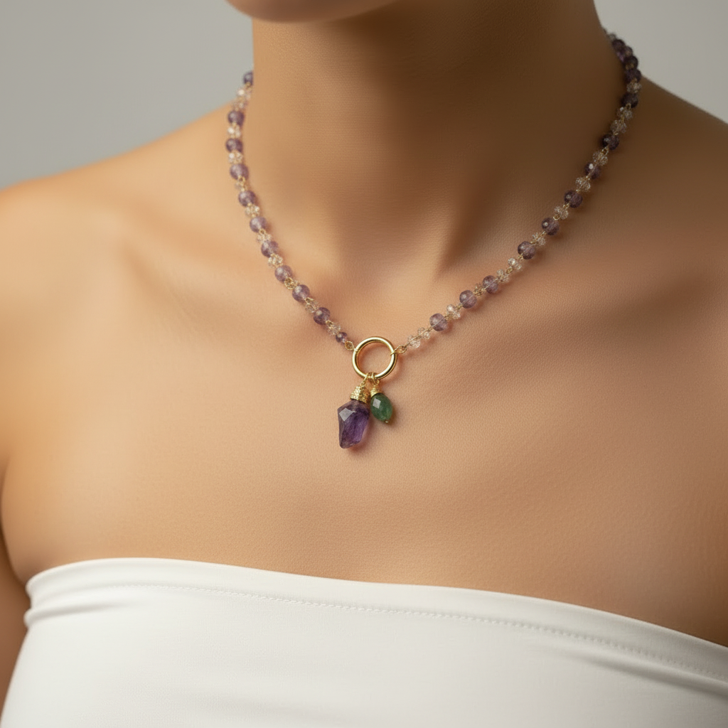 Necklace 10mm Heishi Beads with Pearl/Stone