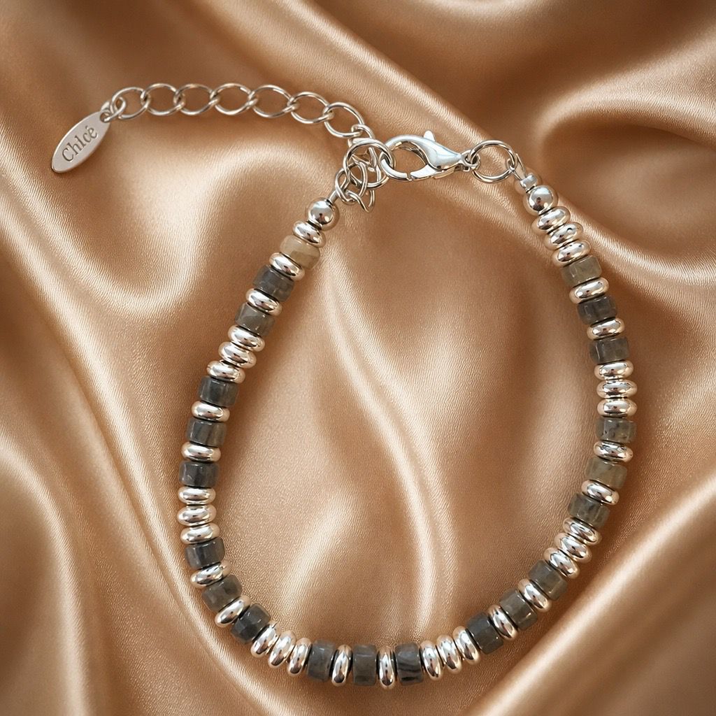 Bracelet Silver With Heishi Beads