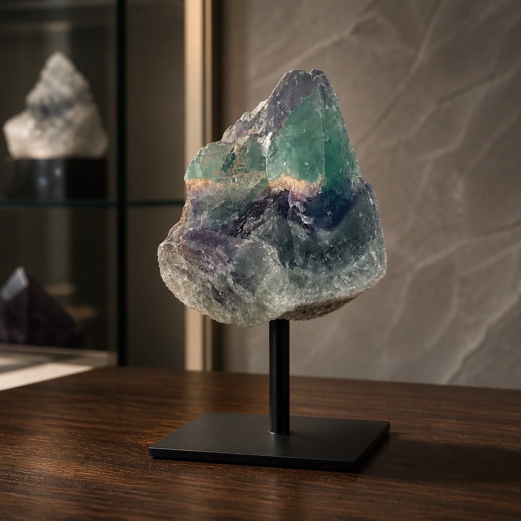 Fluorite Stone Metal Base
