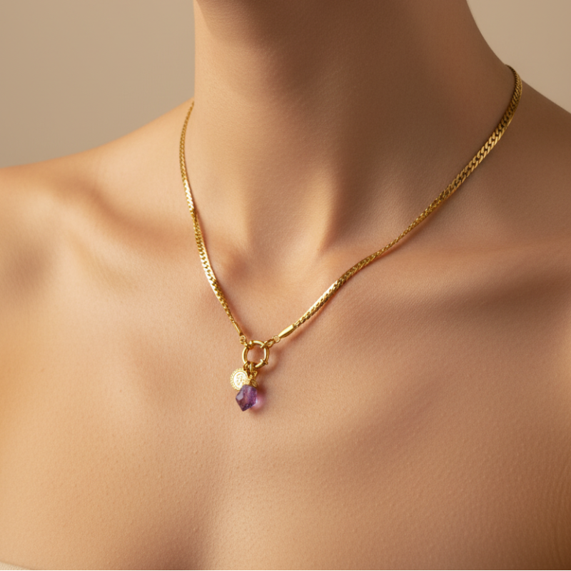 Necklace Herringbone Chain with Interlocking Clasp