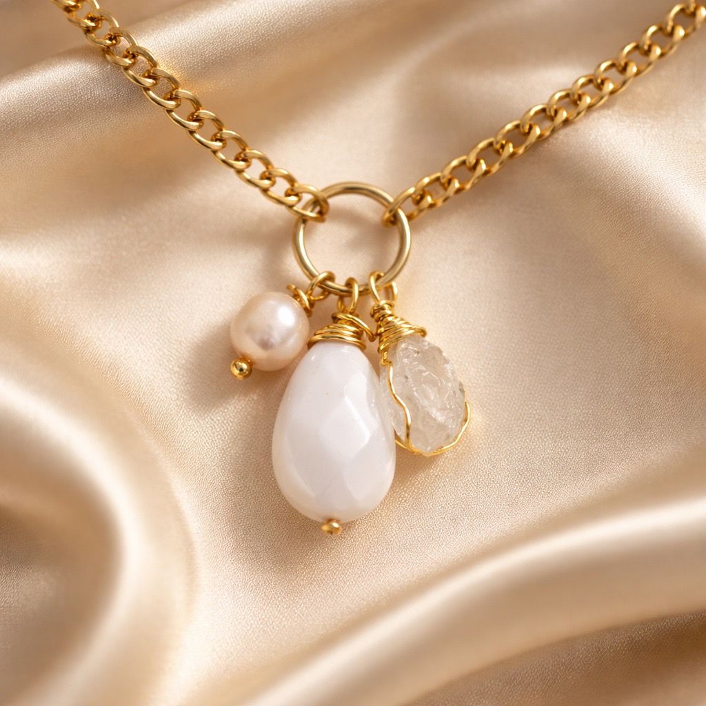 Necklace Sailor with Crystals and Pearls