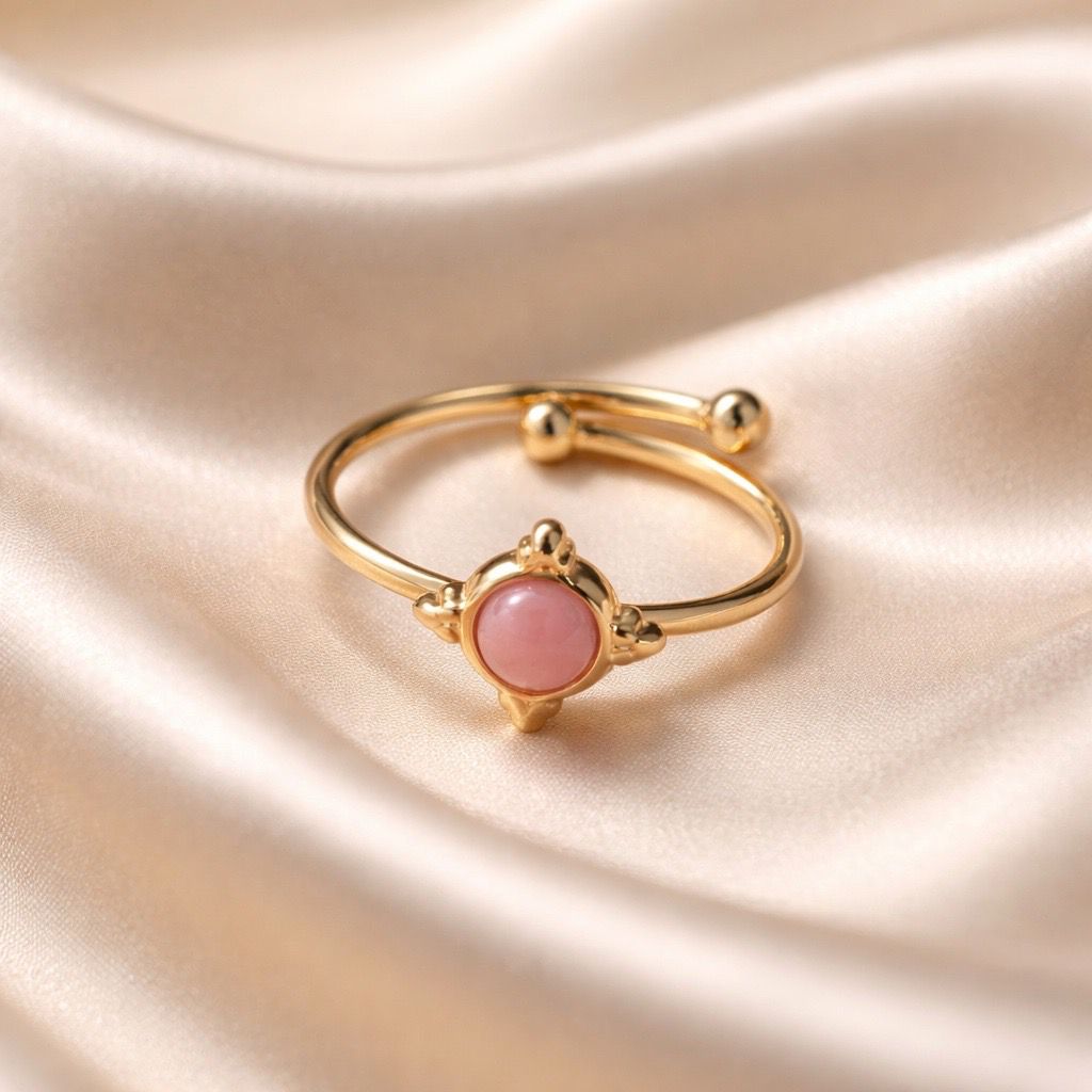 Rings Stainless Steel Hindu Pink Tourmaline