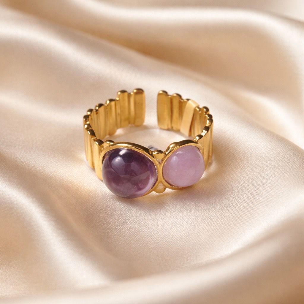 Rings Stainless Steel Hindu Amethyst