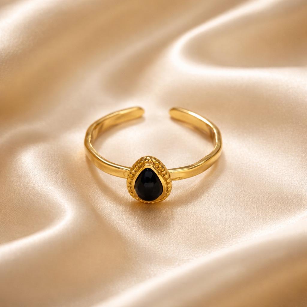 Rings Stainless Steel Hindu Onyx