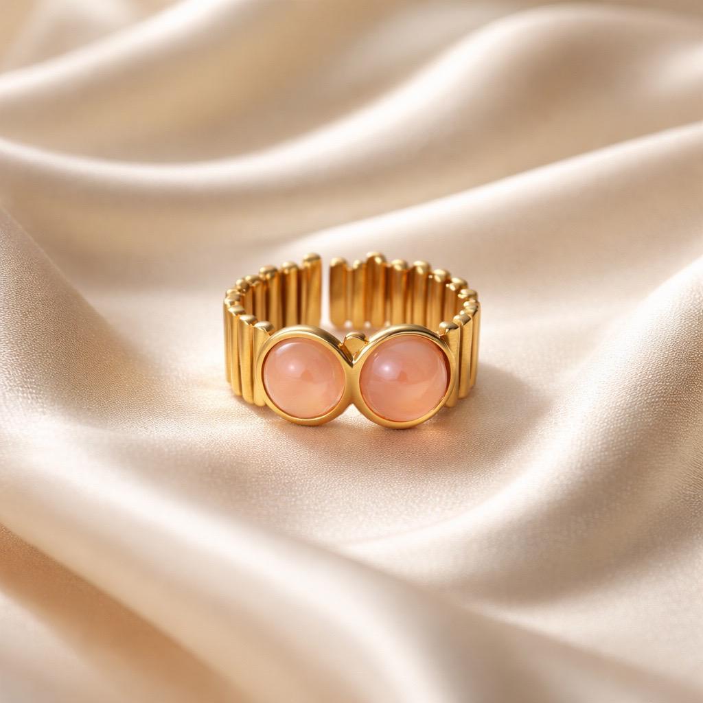 Rings Stainless Steel Hindu Rose Quartz