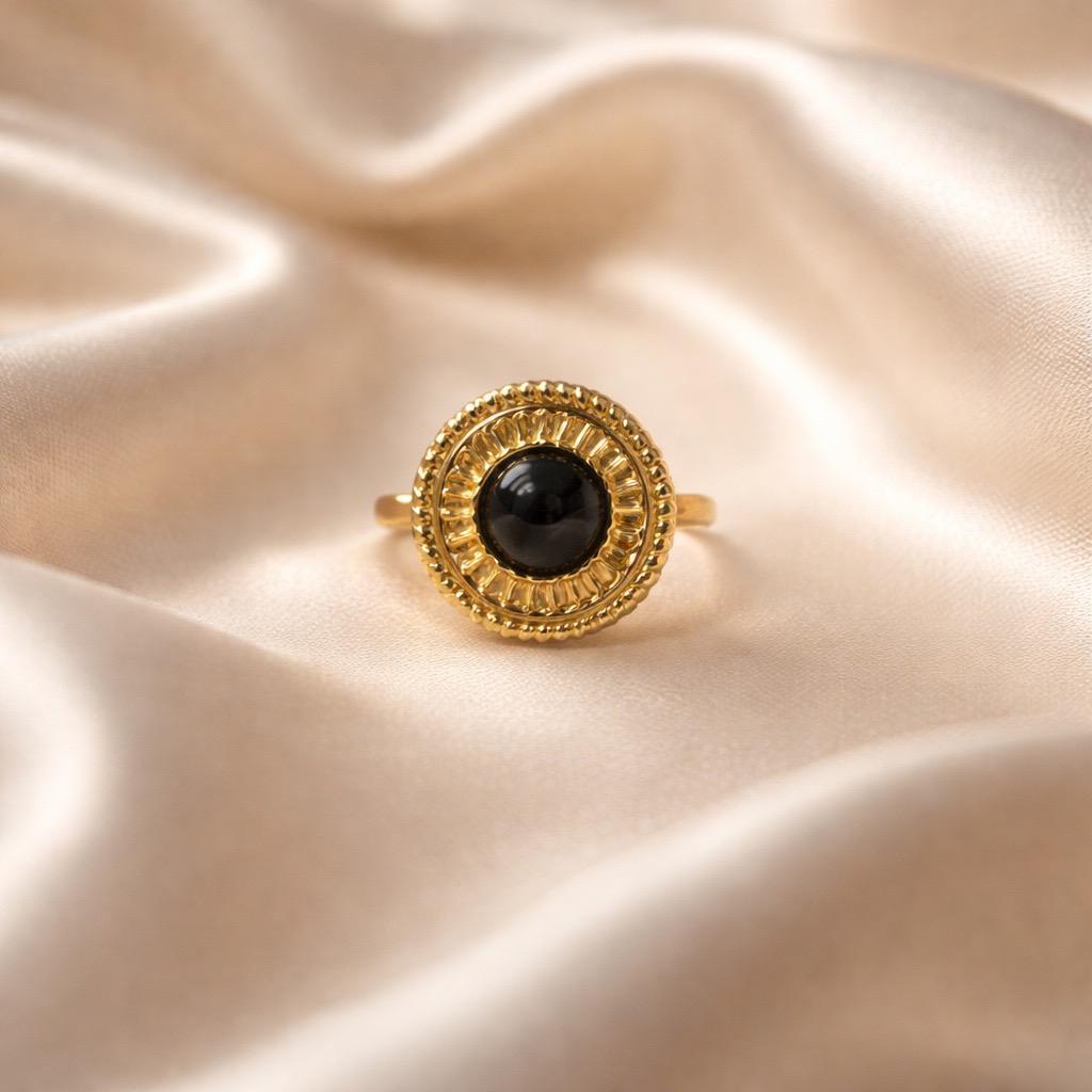 Rings Stainless Steel Hindu Onyx