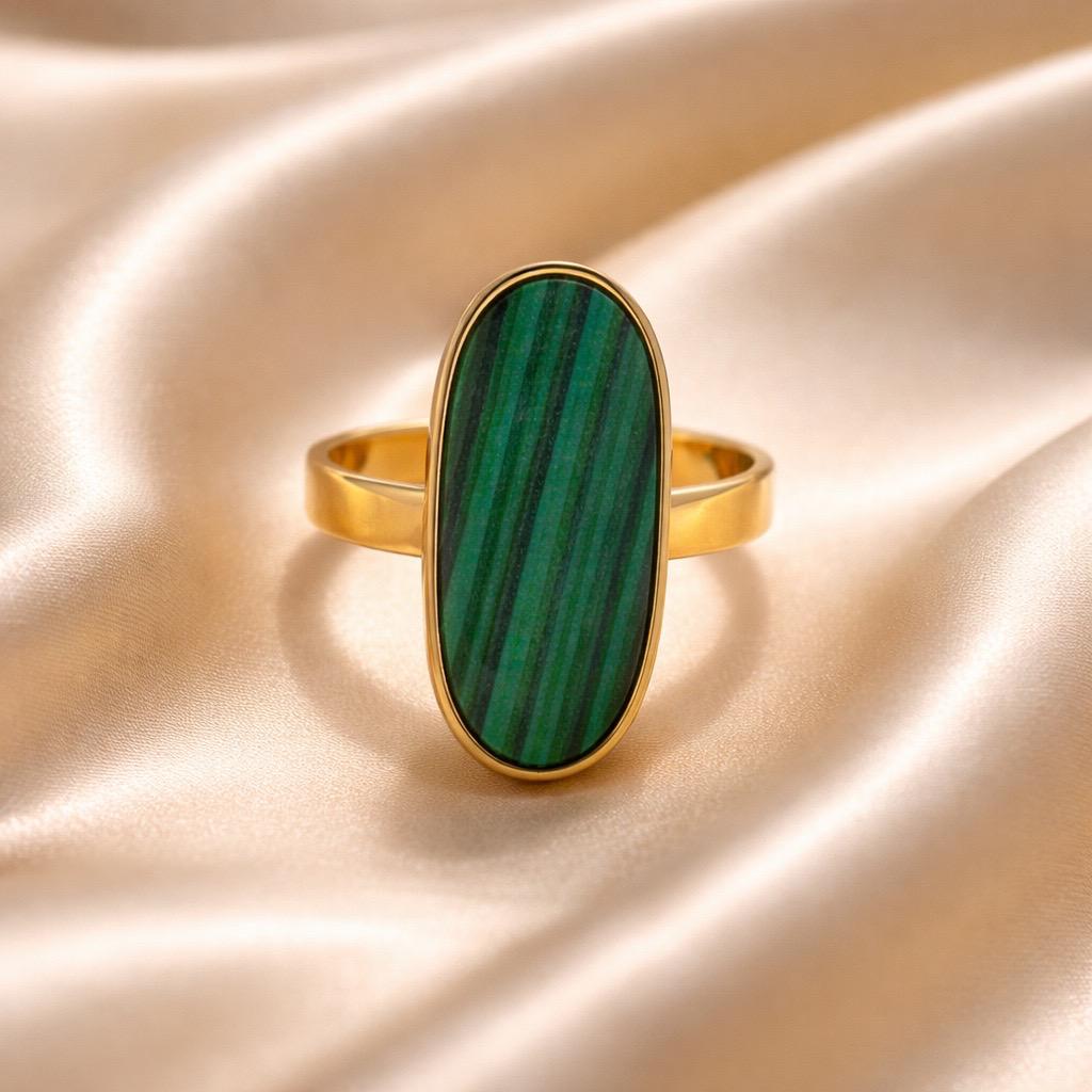 Rings Stainless Steel Hindu Malachite