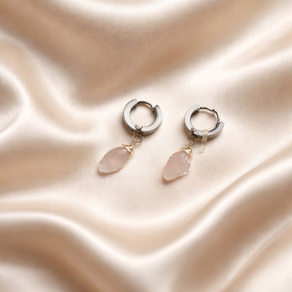 Earrings Thick Hoops with One Stone