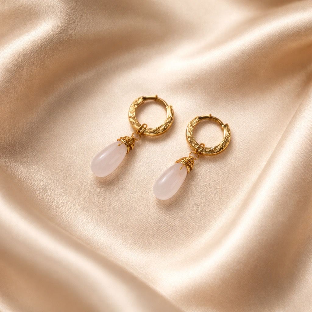 Earrings Thick Hoops with One Stone