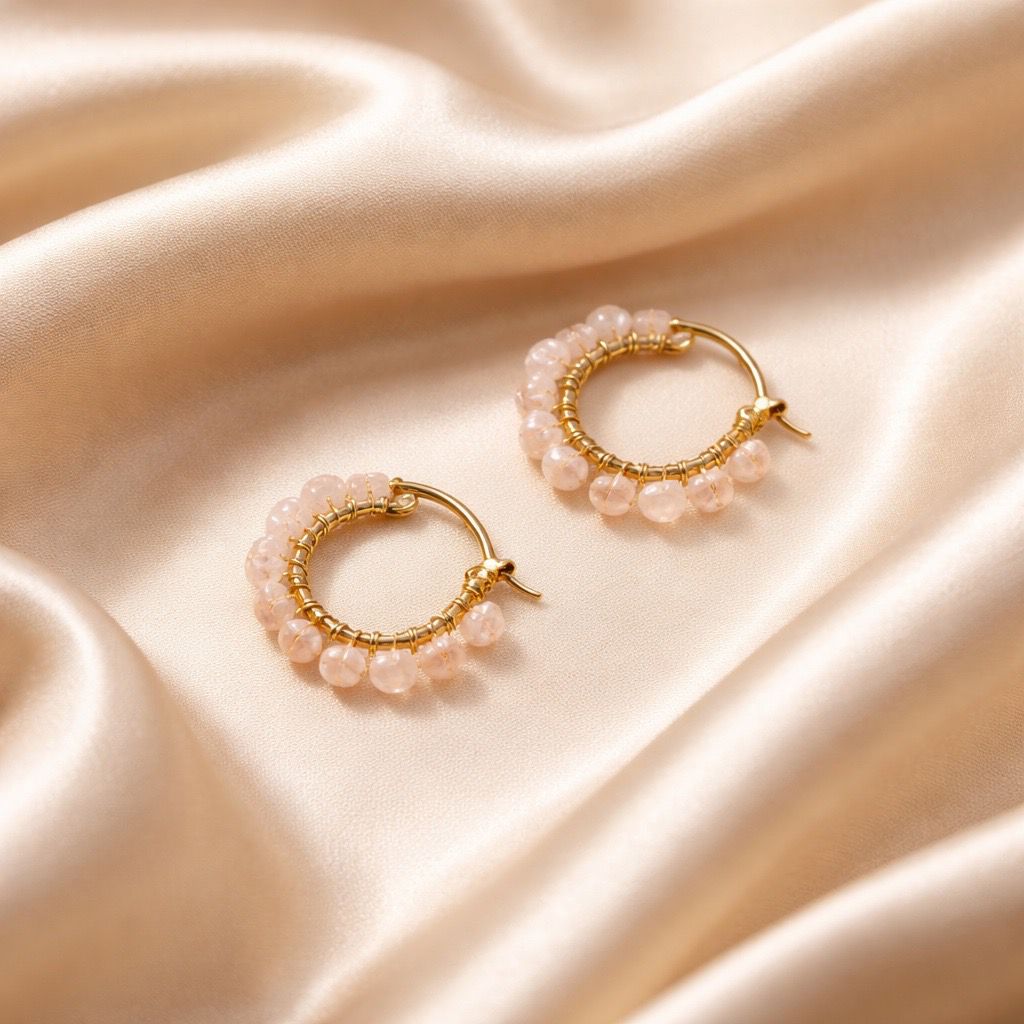 Earrings Hoops Wrapped Chopped Stones