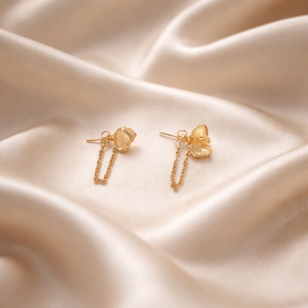 Earrings Spider Stud with Chain Stones