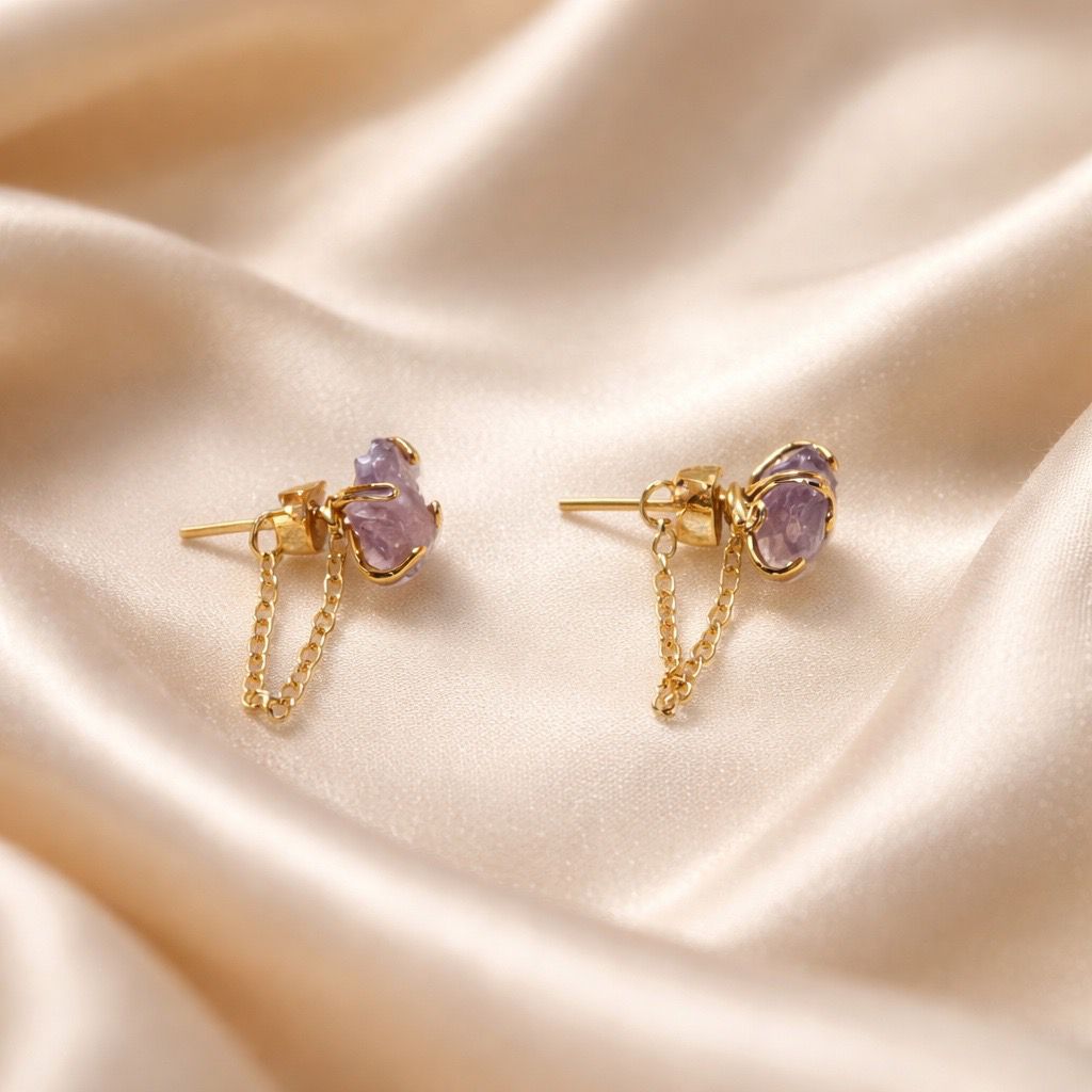 Earrings Spider Stud with Chain Stones