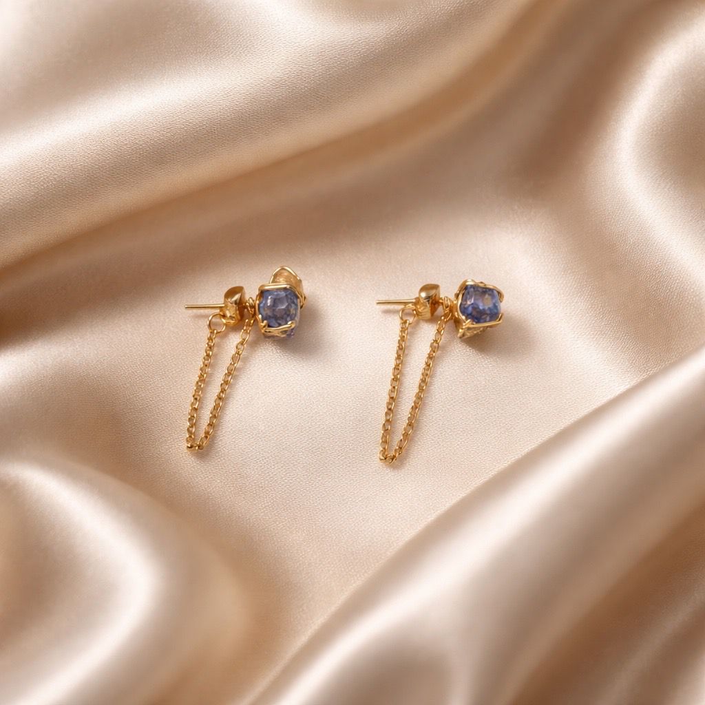 Earrings Spider Stud with Chain Stones