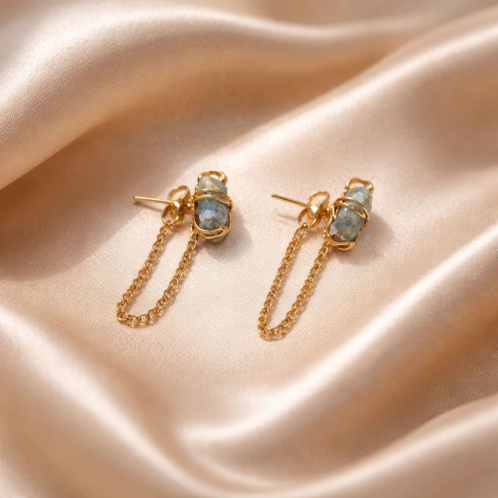 Earrings Spider Stud with Chain Stones