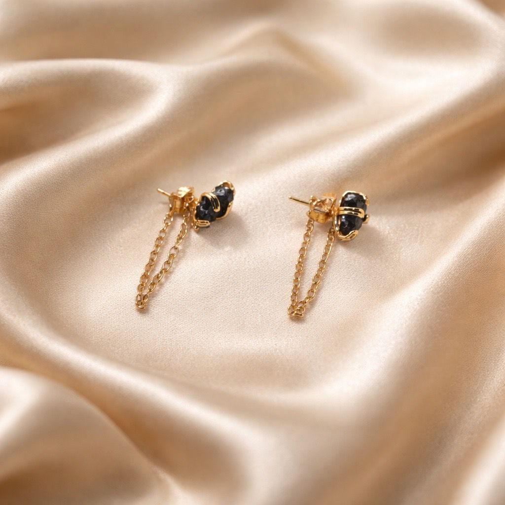 Earrings Spider Stud with Chain Stones