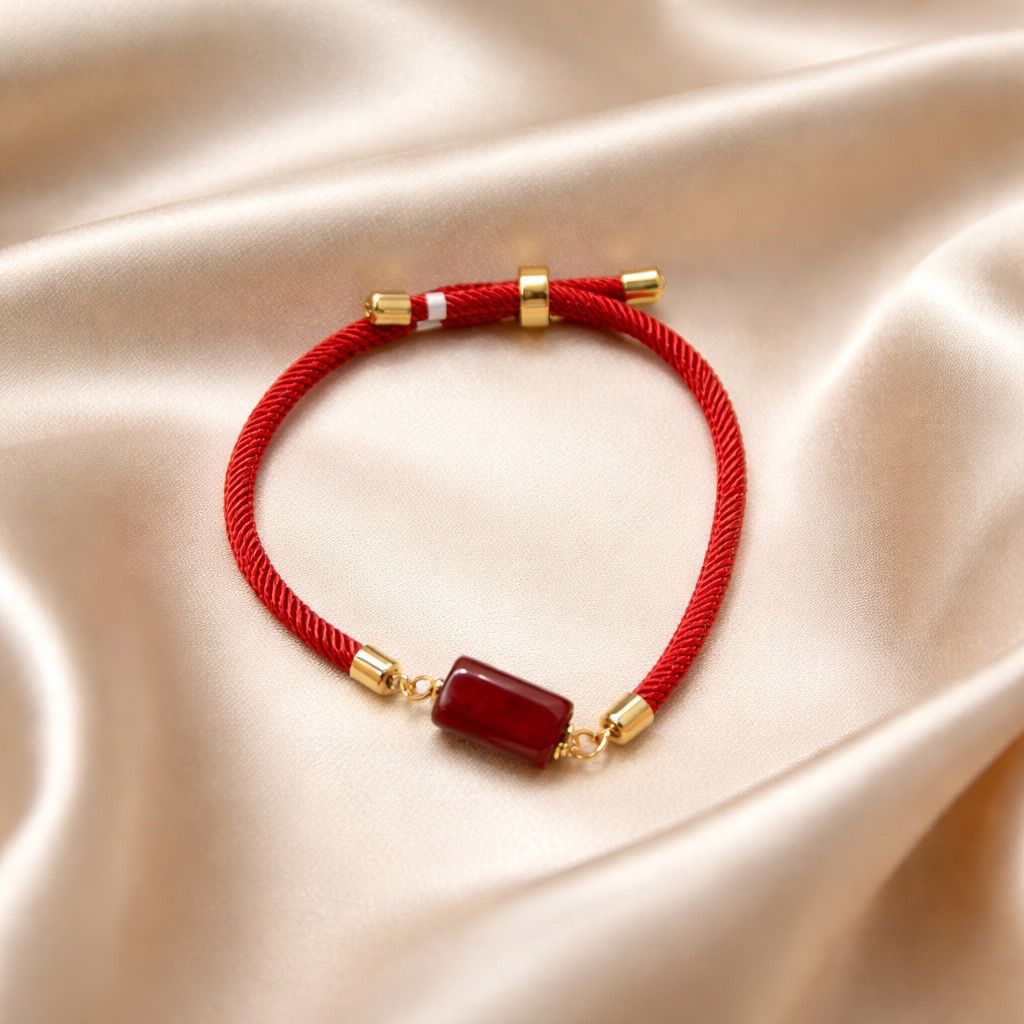 Bracelet Thick Colorful Thread With One Raw Stone