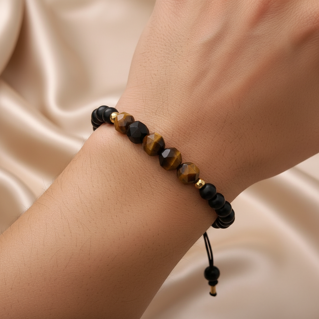 Bracelet Faceted Beads Man All Colors/Onyx 6mm