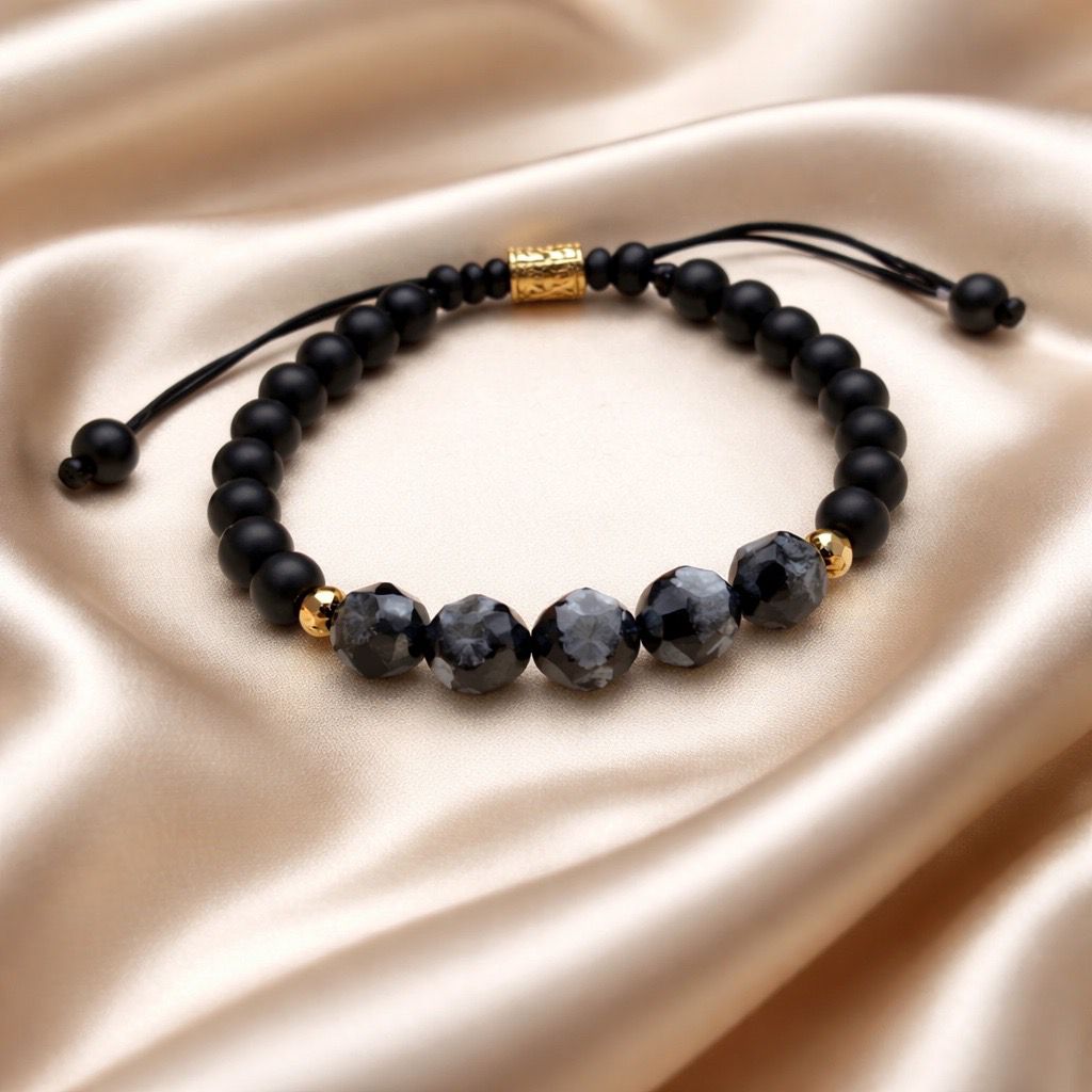 Bracelet Faceted Beads Man All Colors/Onyx 6mm