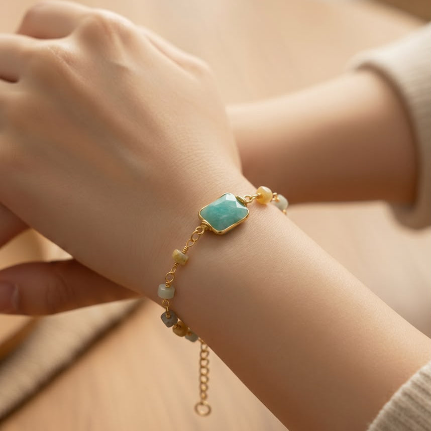 Bracelet Full Beads Rosary with One Stone in the Middle