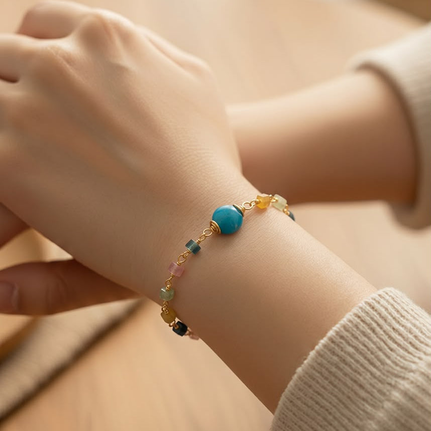 Bracelet Full Beads Rosary with One Stone in the Middle