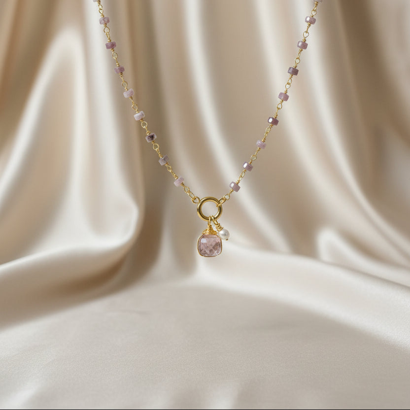 Necklace 10mm Heishi Beads with Pearl/Stone