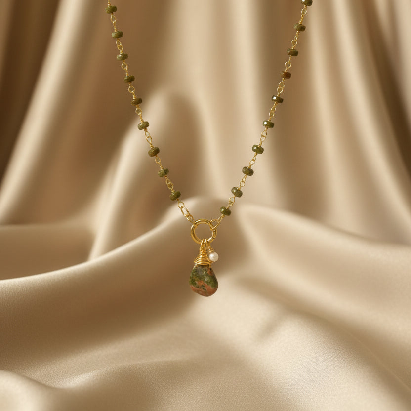 Necklace 10mm Heishi Beads with Pearl/Stone