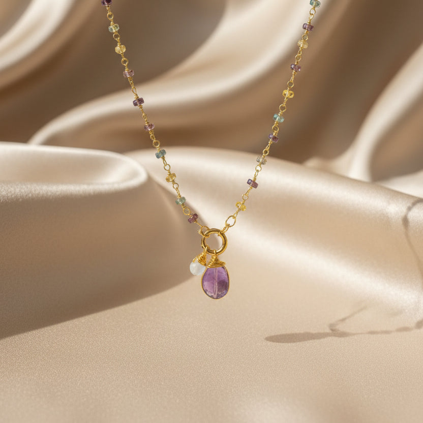 Necklace 10mm Heishi Beads with Pearl/Stone
