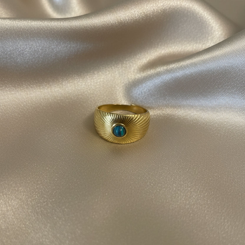 Rings Stainless Steel Hindu Malachite