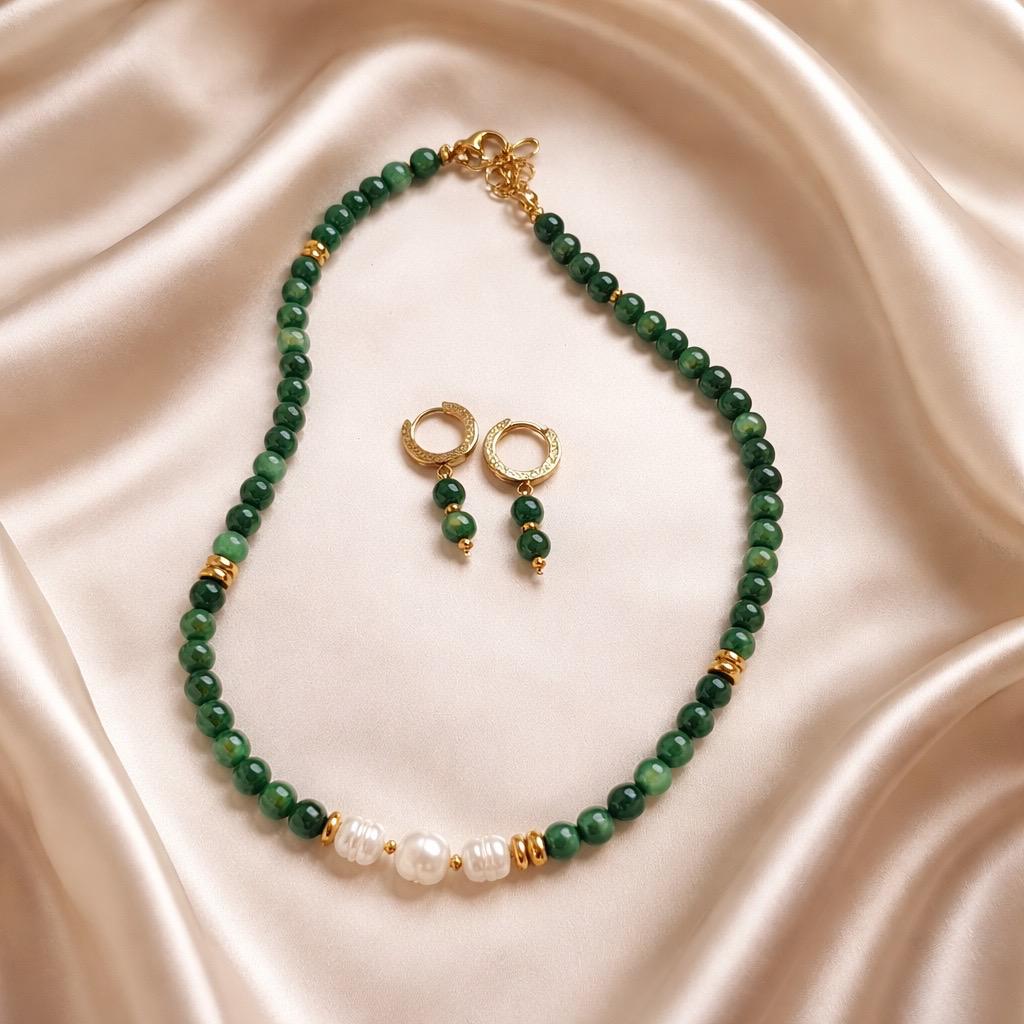 Necklace and Earrings Harmony Set with Beads