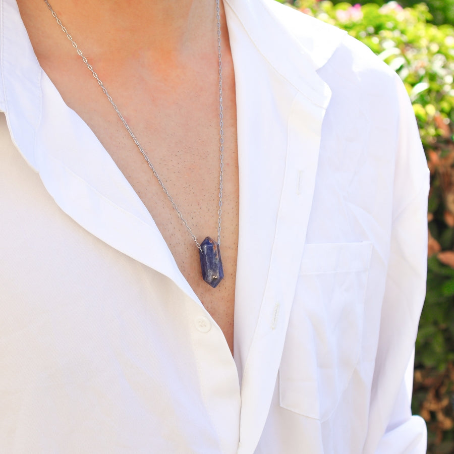 Necklace Long Silver Pointer